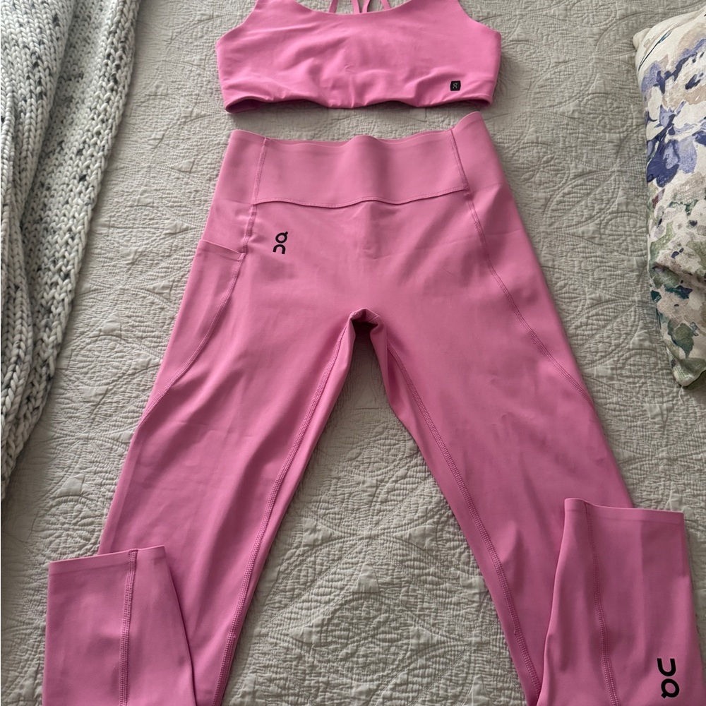 On Running Pink Studio Tights and Bra